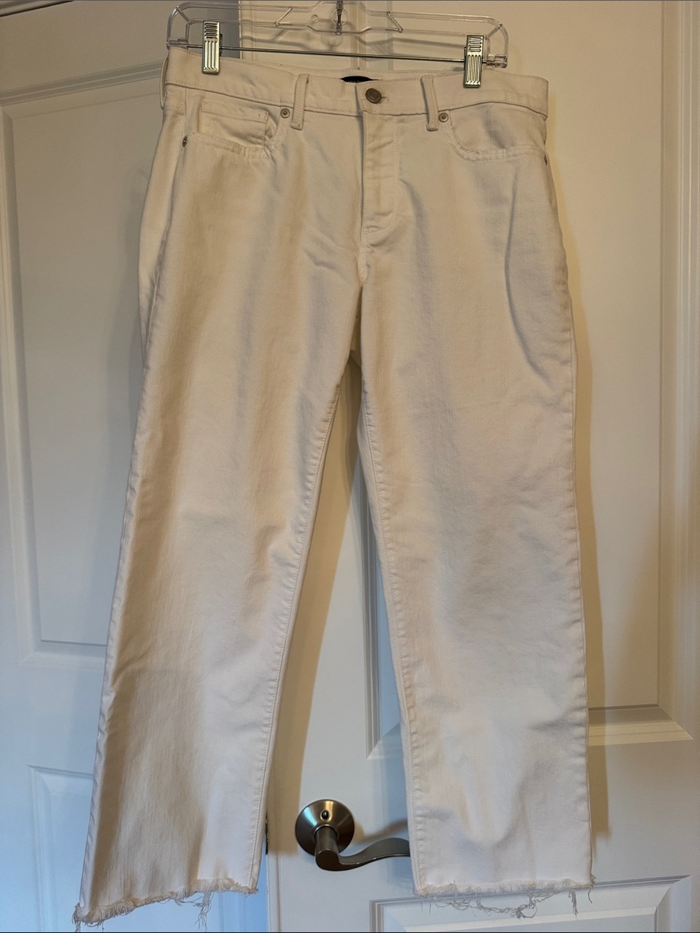 Banana Republic White Cropped Straight-Leg Jeans